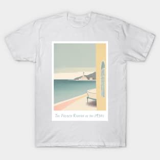 Minimalistic Retro Vintage French Riviera Panorama T-Shirt